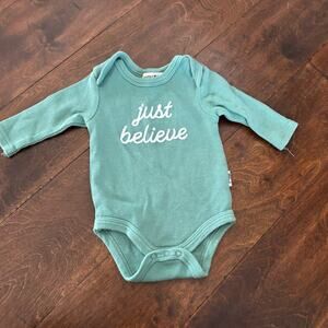 Rabbit + Bear Gender Neutral 0-3 month Onesie Bodysuit Christmas Just Believe